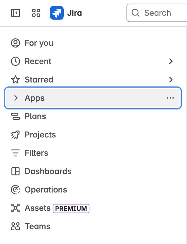 Apps menu with Advanced Reports