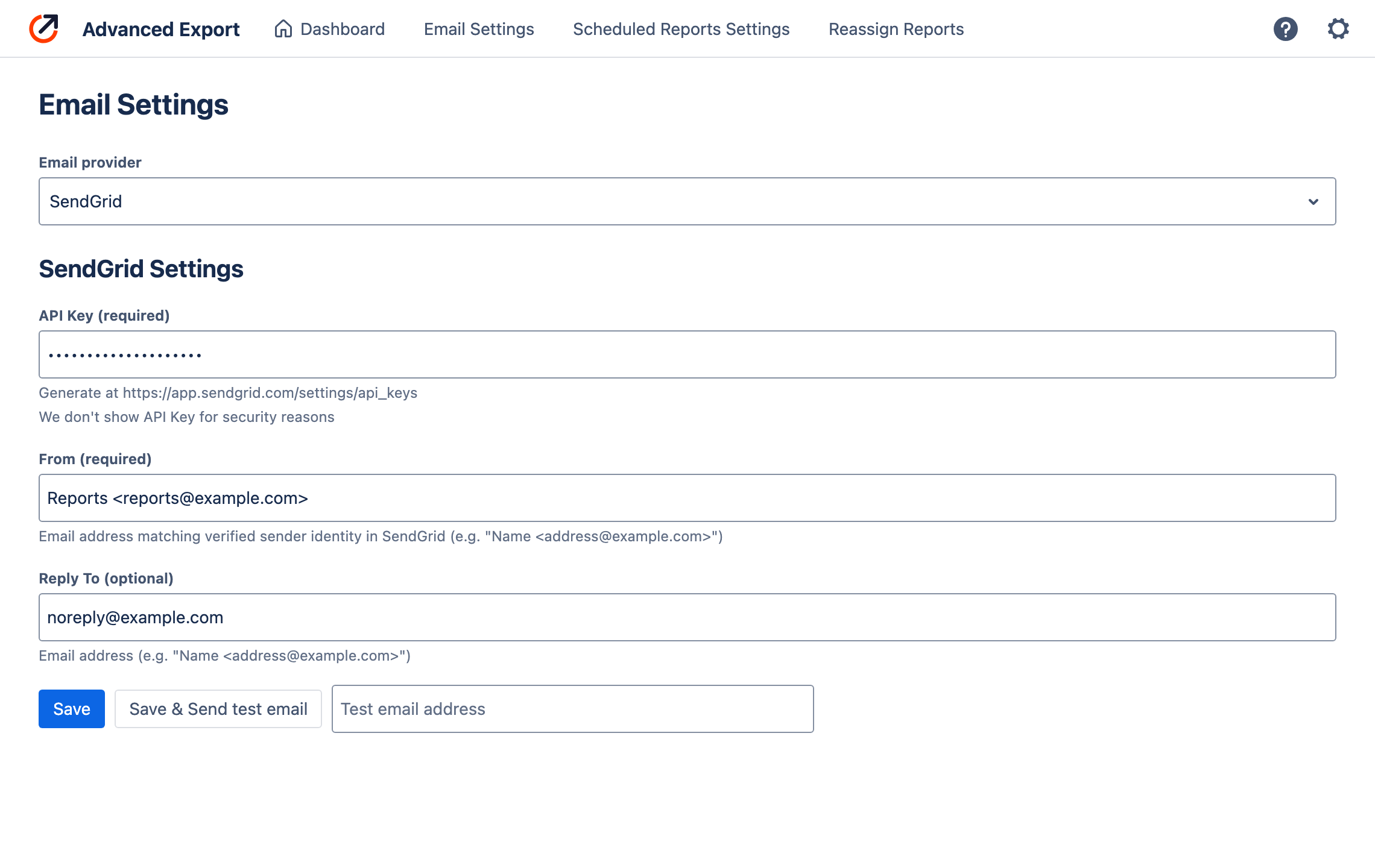 SendGrid configuration