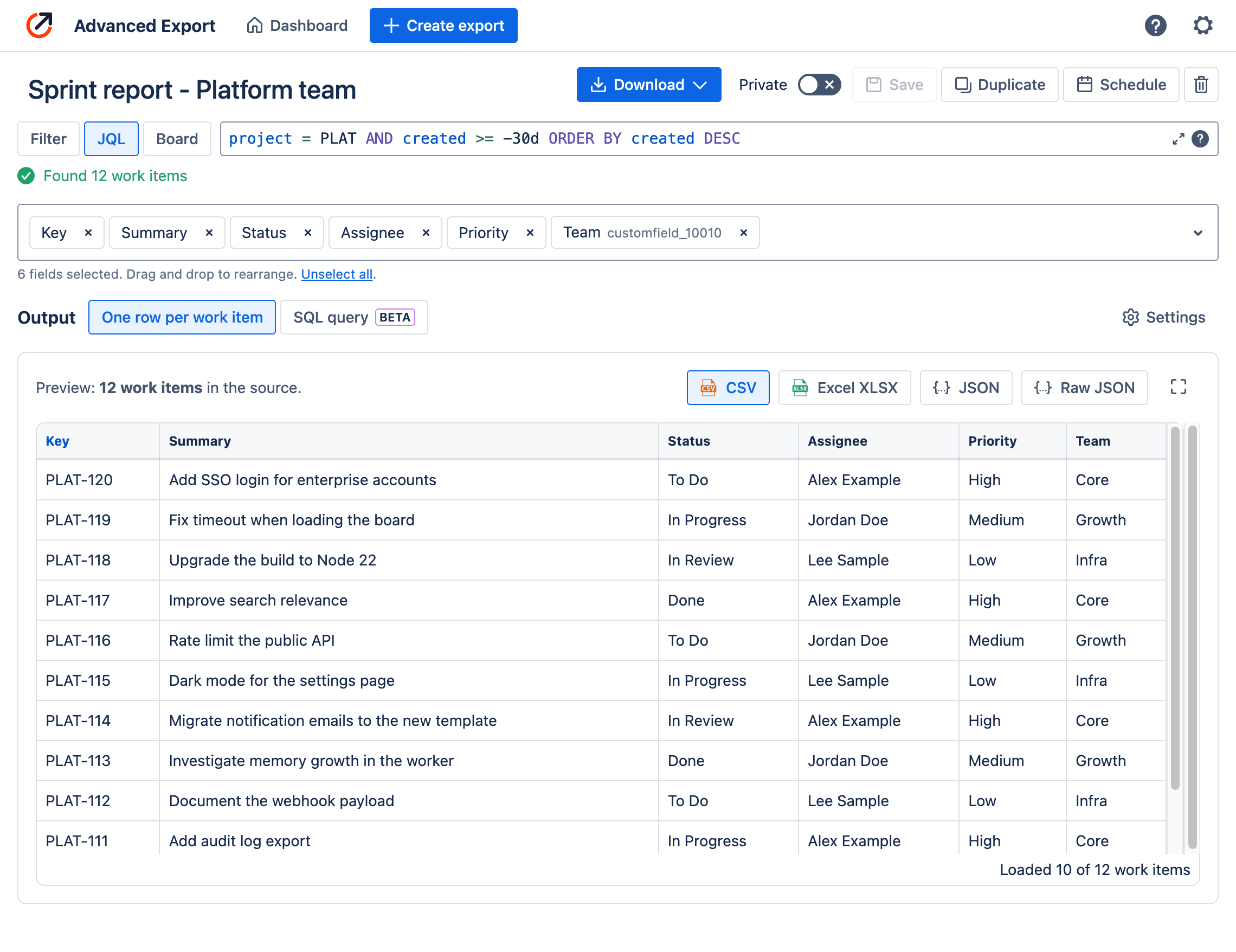 The Advanced Export editor with a live preview of an export