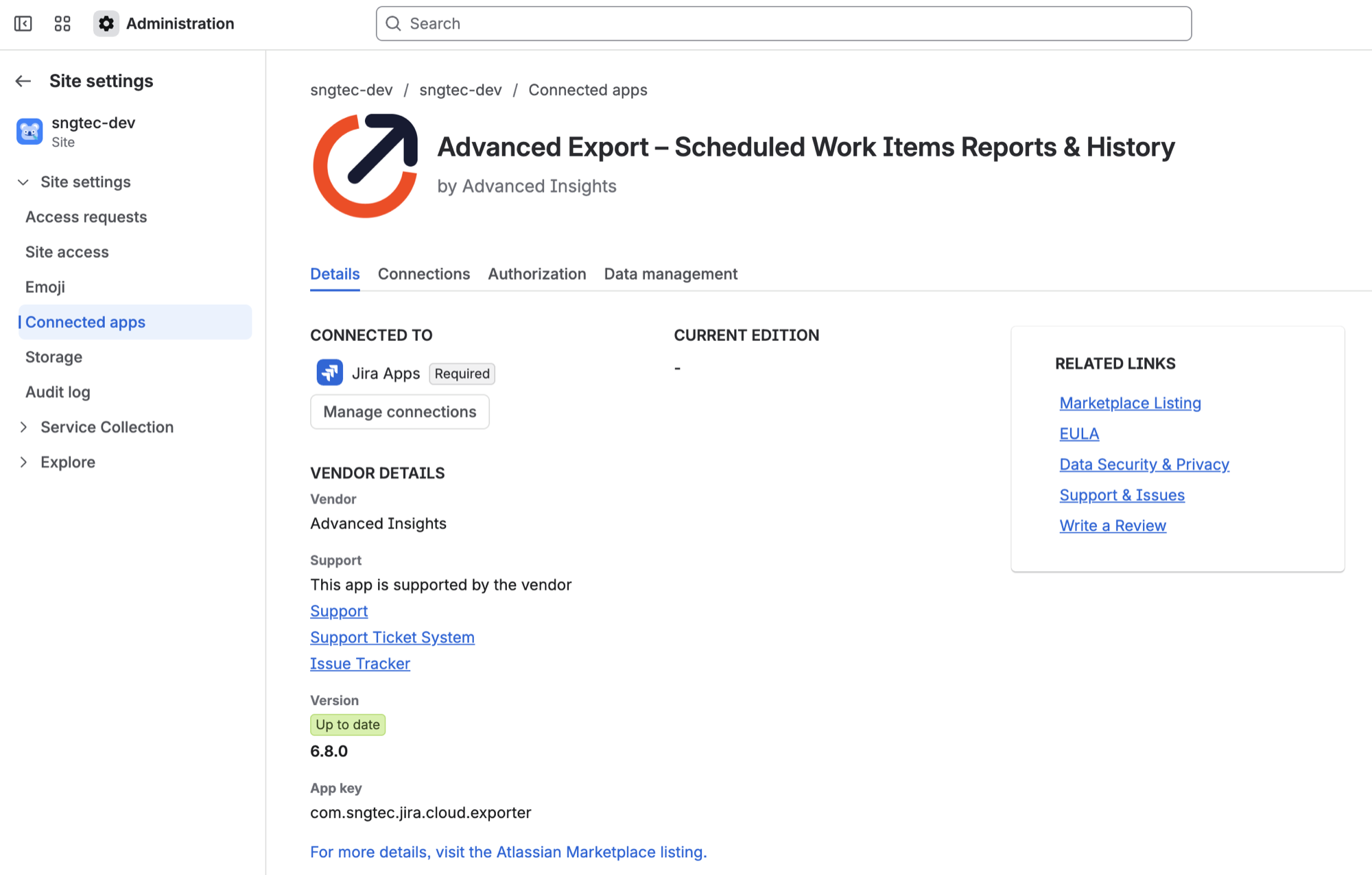 Advanced Export in Connected apps