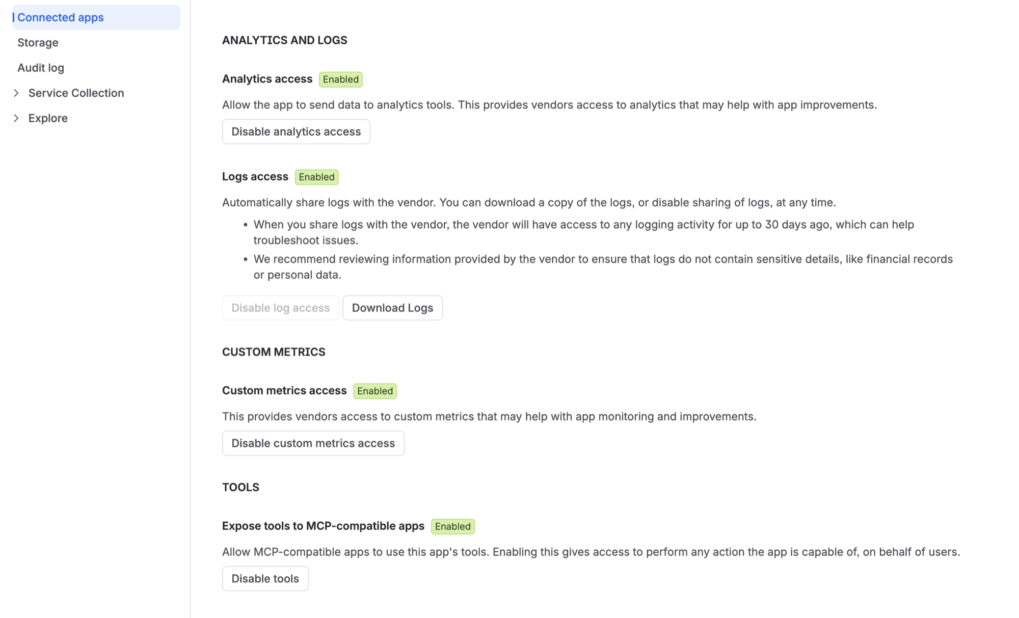 Expose tools to MCP-compatible apps, enabled