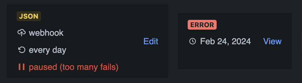 Scheduled report paused after too many failures