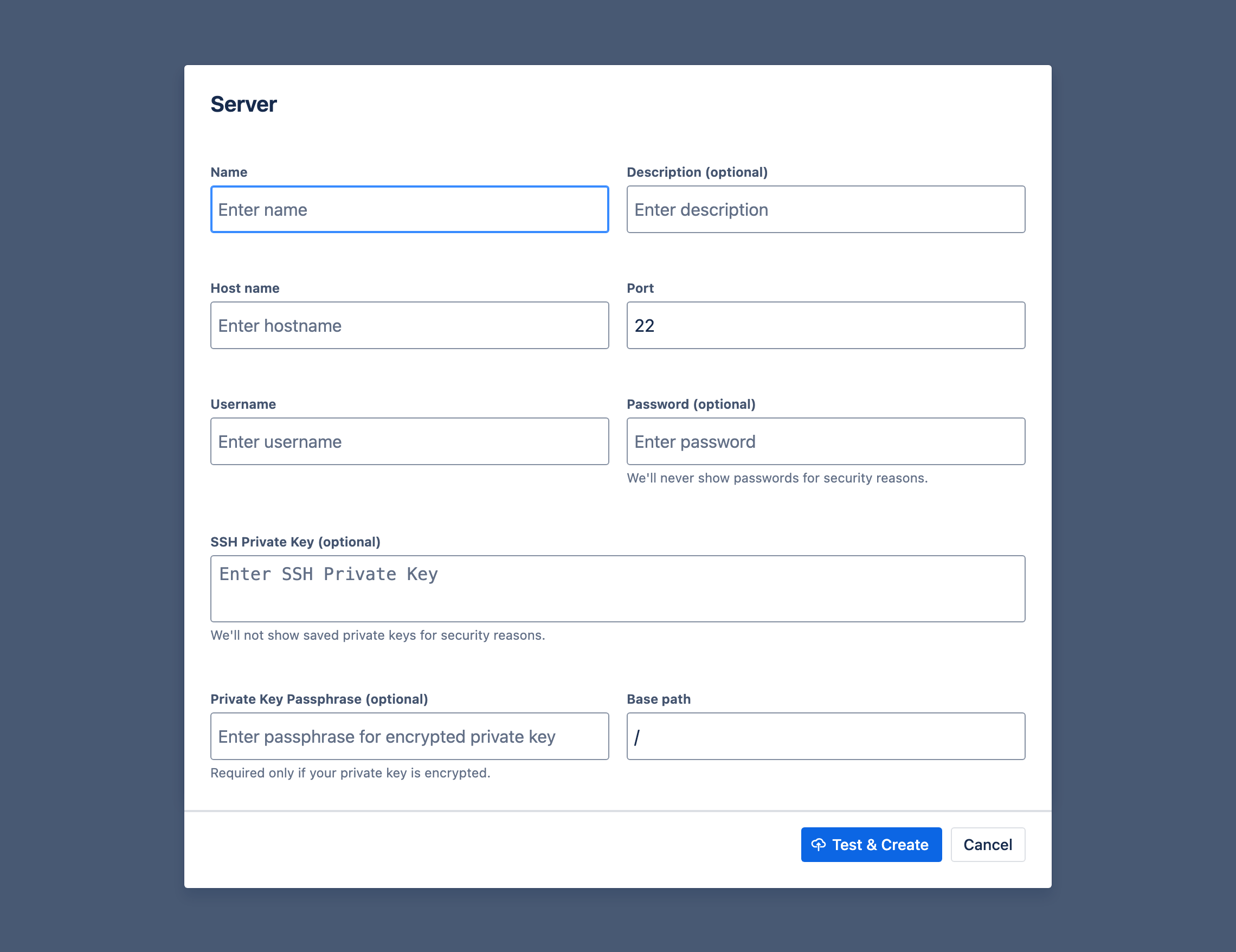 Adding an SFTP server
