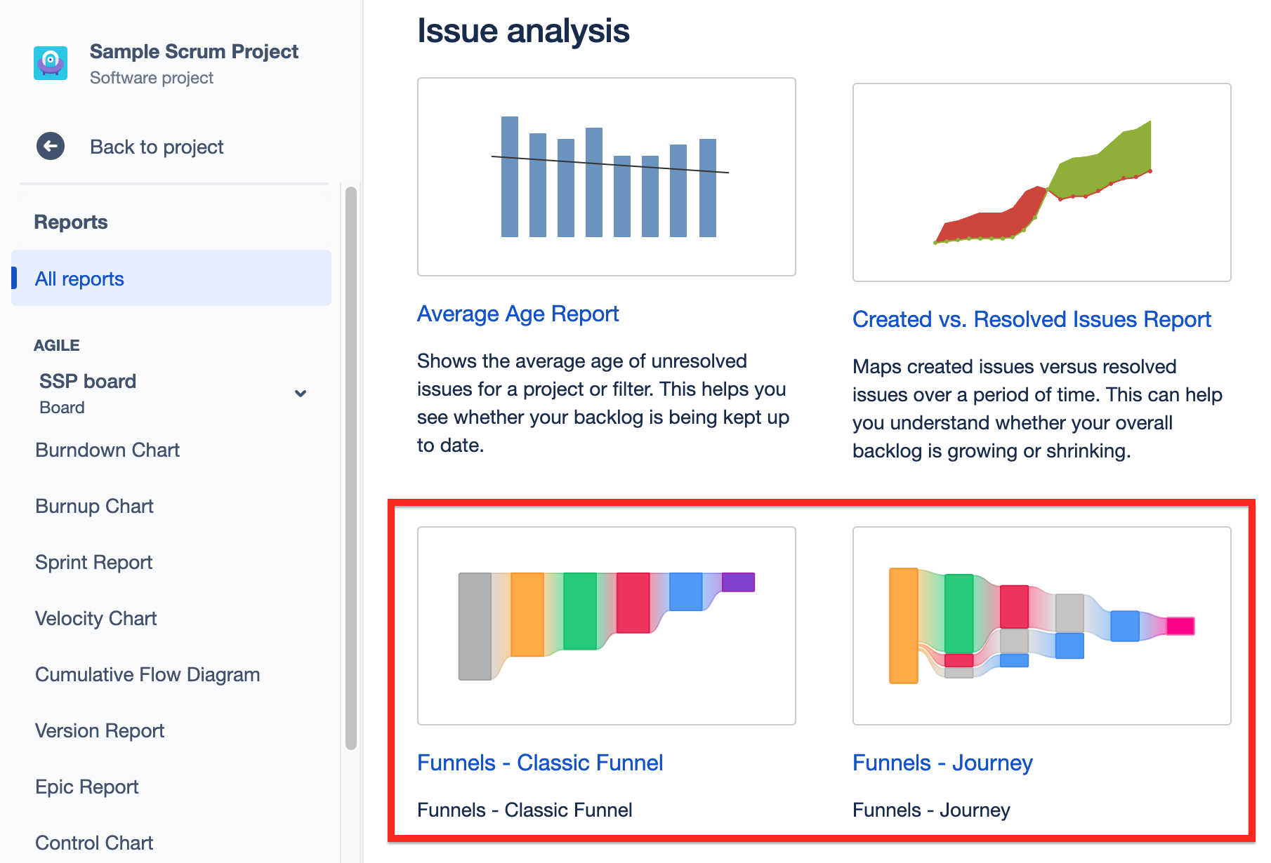 Funnel reports in Reports menu