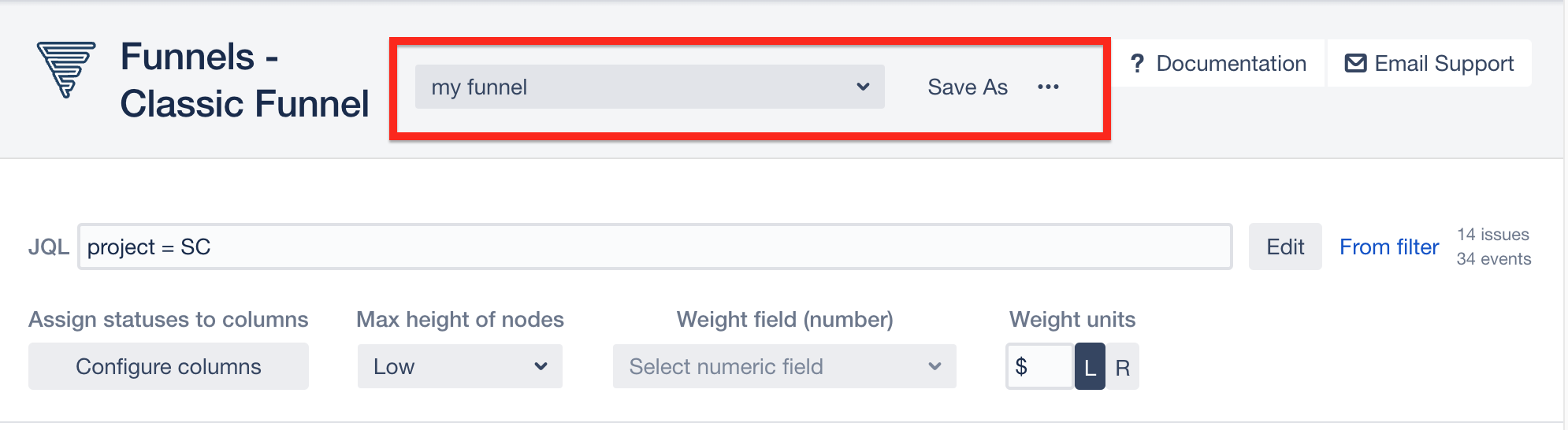 Saved configurations